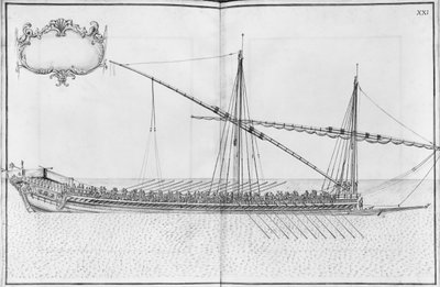 Building, Equipping and Launching of a Galley, plate XXI by French School